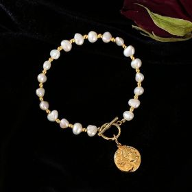 18K Genuine Gold Baroque Pearl Bracelet Women's Simple Cool Style Jewellery Baroque Pearl Bracelet Women's Simple Cool Style Jewellery
