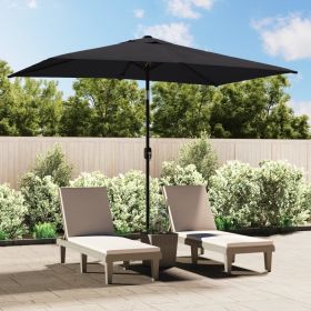 Outdoor Parasol with Metal Pole 118"x78.7" Black