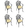 Cast Aluminum Patio Dining Chair 4PCS With Black Frame and Cushions In Random Colors