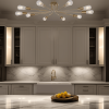 10 Light Sputnik Chandelier Brushed Gold Ceiling Light Semi Flush Mount Light Ceiling Lamp