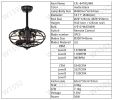 18.1" Caged Ceiling Fan with Remote Control,Timer, 3 Speeds Indoor Ceiling Fan for Farmhouse, Bedroom Living Room(No include Bulbs)