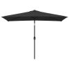 Outdoor Parasol with Metal Pole 118"x78.7" Black