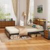 Industrial QUEEN Bed Frame with LED Lights and 2 USB Ports, Bed Frame Full Size with Storage, Noise Free, No Box Spring Needed, Rustic Brown