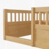 Twin Floor Bed Frame with Fence, Wood Kids Floor Beds Frame for Bedroom Playroom,Natural(Expect arrive date Jun. 21st)