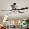 Laure Crystal 6-light Crystal 5-blade 52-inch Ceiling Fan