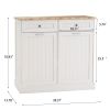 Two Drawers and Two-Compartment Tilt-Out Trash Cabinet Kitchen Trash Cabinet-White