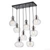 Warehouse Of Tiffany Beveen Black Metal and Glass Gourde 8-light Pendant