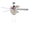 Bryanya 5-blade 52-inch Chrome Lighted Ceiling Fans with Crystal Shade