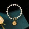 18K Genuine Gold Baroque Pearl Bracelet Women's Simple Cool Style Jewellery Baroque Pearl Bracelet Women's Simple Cool Style Jewellery
