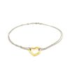 14k Yellow Gold and Sterling Silver Anklet with a Single Open Heart Station