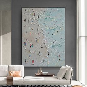 Hand painting Beach Scenery Oil Paintings On Canvas Wall Art Decoration Modern Abstract Picture Luxury Home Decor (size: 100X150cm)