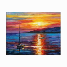 Modern Abstract Seascape Posters and Prints Wall Art Canvas Painting Sea Boat Decorative Pictures for Living Room Home Decor (size: 100X150cm)