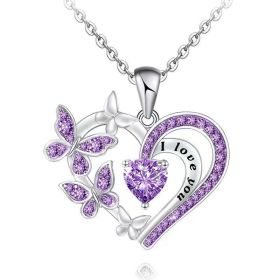 Love Butterfly Necklace New Year's Gift For Your Lover For Your Friend (Color: Purple)
