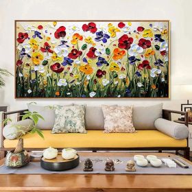 Hand Painted Oil Paintings Hand Painted Wall Art Abstract Colorful Flowers Living Room Hallway Bedroom Luxurious Decorative Painting (size: 40x80cm)