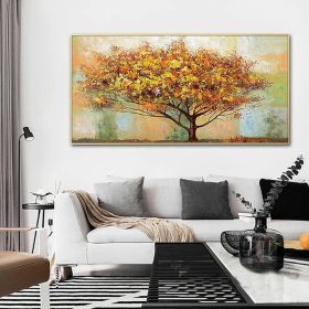 Handmade Tree Landscape Oil Paintings On Canvas Wall Art Decoration Modern Abstract  Painting Home Living Room Bedroom Luxurious Decoration Painting (size: 50x100cm)