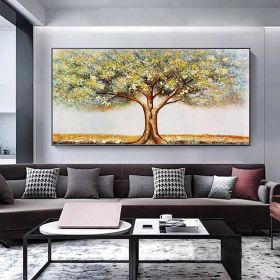 Handmade Tree Landscape Oil Paintings On Canvas Wall Art Decoration Modern Abstract  Painting Home Living Room Bedroom Luxurious Decoration Painting (size: 40x80cm)