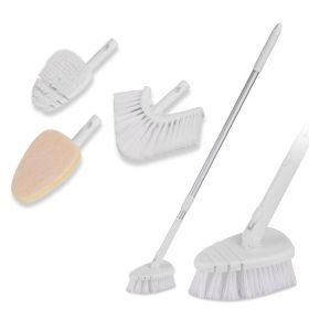 Tub And Tile Scrubber Cleaning Brush With Long Handle Length Adjustable Rod Shower Cleaning Brush With Sponge Hard Bristles Gap Brush (type: 3 In 1)