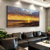 Handmade Oil Painting Original Abstract Sunset Coast Oil Painting Hand Painted Large Color Landscape Seascape Painting Modern Living Room Wall Art