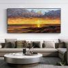 Handmade Oil Painting Original Abstract Sunset Coast Oil Painting Hand Painted Large Color Landscape Seascape Painting Modern Living Room Wall Art