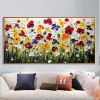 Hand Painted Oil Paintings Hand Painted Wall Art Abstract Colorful Flowers Living Room Hallway Bedroom Luxurious Decorative Painting