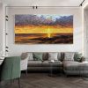 Handmade Oil Painting Original Abstract Sunset Coast Oil Painting Hand Painted Large Color Landscape Seascape Painting Modern Living Room Wall Art
